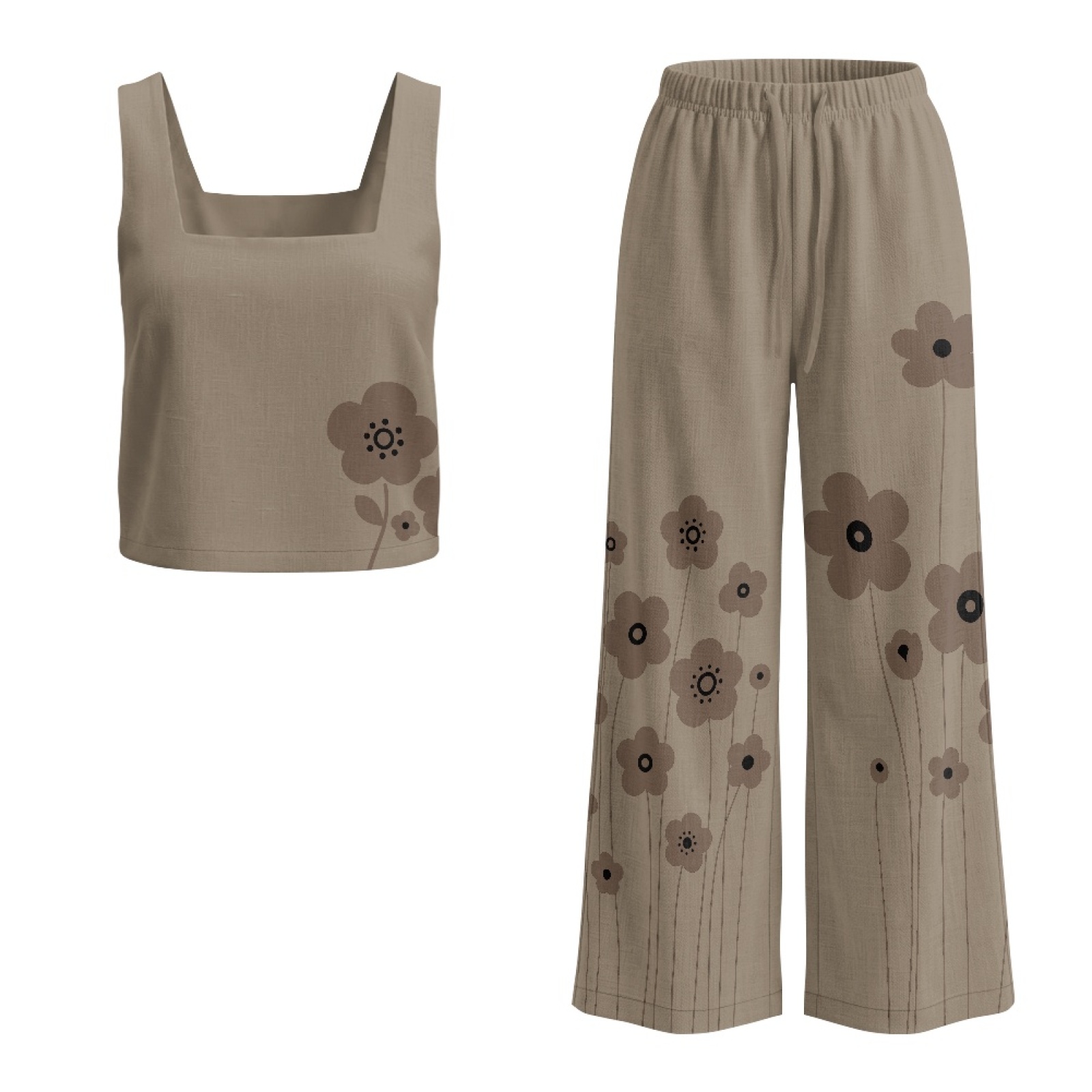 Linen Pant Wide - INSTANTARTS ชุดเสื้อกั๊กผ้าลินินสำหรับผู้หญิง กางเกงขากว้างสำหรับผู้หญิง น้ำหนักเบา ระบายอากาศได้ดี นุ่มสบาย