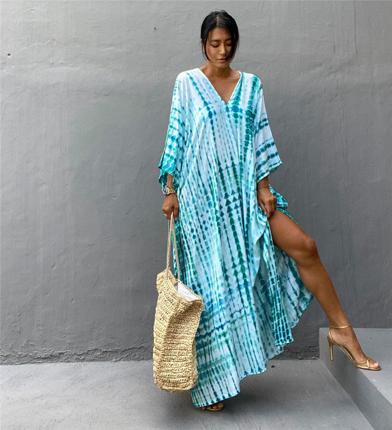 Cover Up Kaftan - พลัสขนาดผู้หญิง Beachwear Long Beach Coverups Kaftan