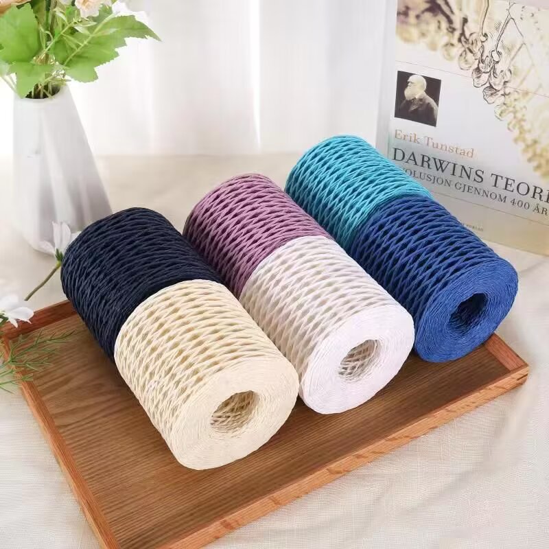 Crochet Bag Raffia - เส้นด้าย Raffia 190g, เส้นด้ายกระดาษฟางทําจากใยไผ่, วัสดุ DIY
