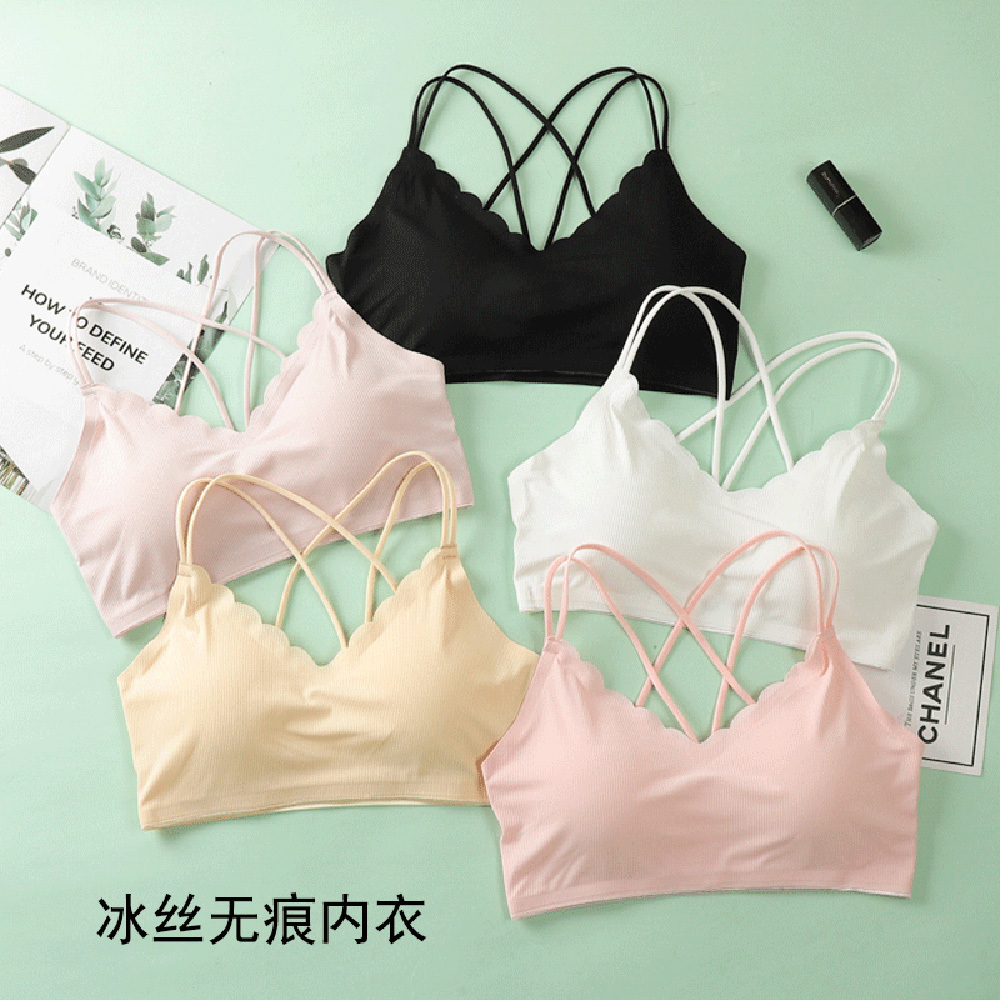 Bralette Triangle Set - ชุดชั้นในเซ็กซี่บราไร้ตะเข็บบราทรงสปอร์ตไร้สายบราดันทรงยกทรงสตรีชุดชั้นในผ้าไหมน้ำแข็งชุดชันใน3D