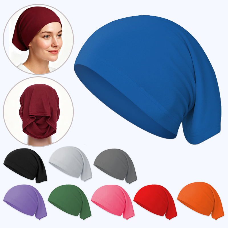 Headband Summer Knit - ผ้าคลุมศีรษะผ้าไหมน้ำแข็งสำหรับฤดูร้อน น้ำหนักเบา ป้องกันแสงแดด ผ้าคาดศีรษะ สีพื้น ซับเหงื่อ