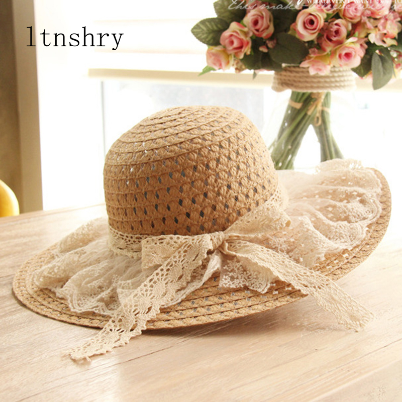Hat Floppy Wide - ผู้หญิงดวงอาทิตย์หมวกสำหรับหมวก Brim Straw Beach ด้านข้างหมวกฟลอปปี้หญิงหมวกลูกไม้ Fringe