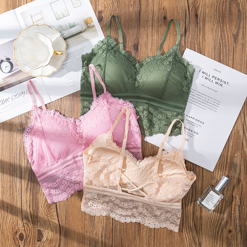 Bralette Triangle Set - 3D ชุดชั้นในลูกไม้สุดเซ็กซี่บราบราทรงสปอร์ตไร้รอยต่อบรายกทรงเปิดหลังแบบตัวยูชุดชั้นในผู้หญิง