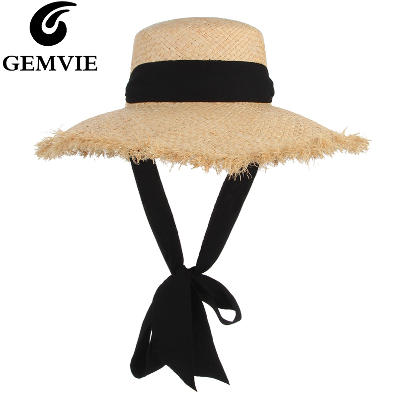 Hat Floppy Wide - GEMVIE ทำด้วยมือ Raffia Straw หมวกผู้หญิงกว้าง Brim