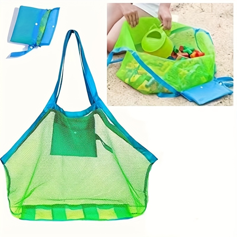 Tote Bag Beach - 1 ชิ้นกระเป๋าชายหาดตาข่ายขนาดใหญ่แบบพับได้แห้งเร็วน้ำหนักเบาน้ำหนักเบาไนลอนทนทานพร้อมสายสะพายไหล่แบบคงที่สำหรับการเดินทางแคมป์ปิ้งชายหาด