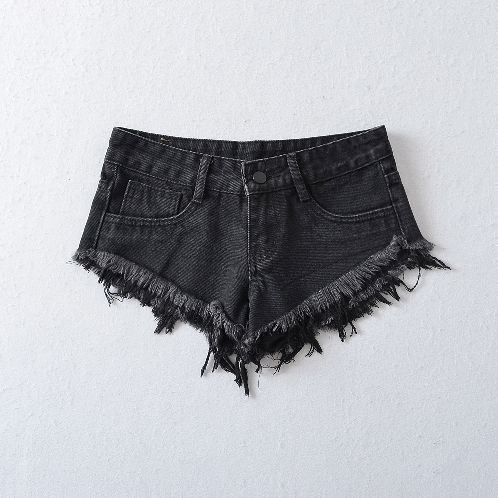 Shorts Denim Frayed - กางเกงยีนส์ขาสั้นสไตล์ Y2K เซ็กซี่ แฟชั่นสตรีท ทรงเอวต่ำ ขาดรุ่ย