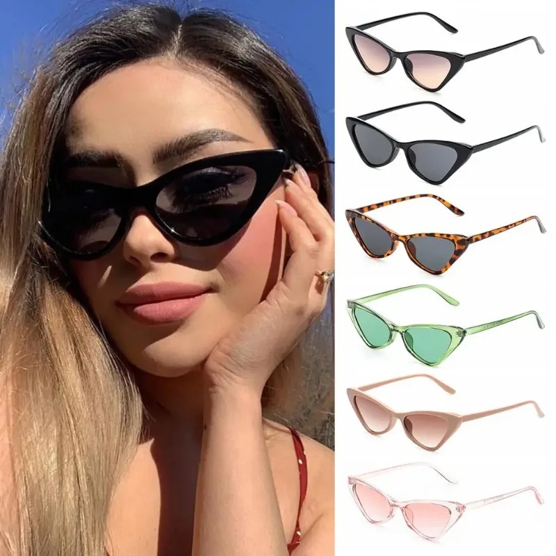 Sunglasses Cat Eye - แว่นกันแดดทรงแคทอายวินเทจสำหรับผู้หญิงกรอบเล็กแว่นกันแดดป้องกันแสงแดด UV400 แว่นตาแฟชั่นอินเทรนด์สตรีทแวร์