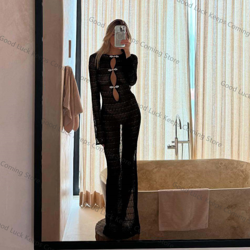 Cover Up Kaftan - 2025 ชุดถักBacklessสําหรับผู้หญิง 2025 ฤดูร้อนชุดชายหาดสูงบิกินี่Cover-Up Hollow Outเซ็กซี่ชุดวันหยุด