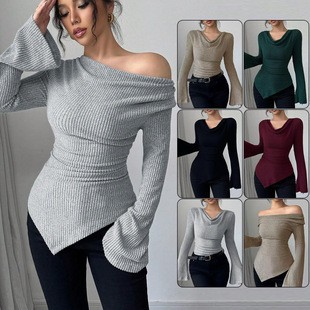 เสื้อผู้หญิงแขนยาว สีพื้น เสื้ - Blouse Off Shoulder บทวิจารณ์และราคา