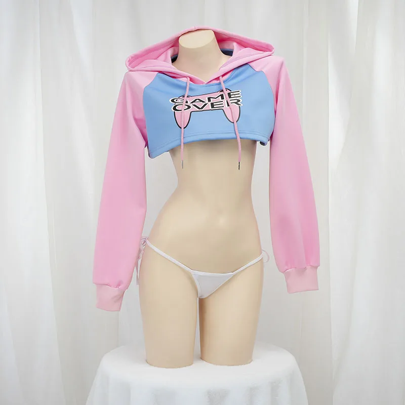 เสื้อฮู้ดแขนยาวน่ารัก สีชมพู ส - Crop Top Crochet บทวิจารณ์และราคา