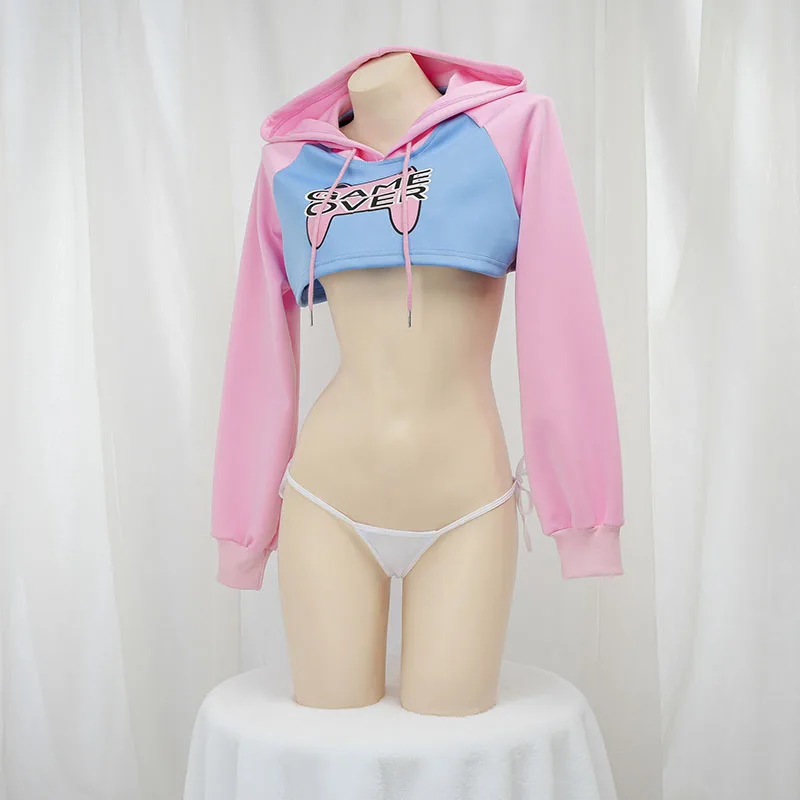 เสื้อฮู้ดแขนยาวน่ารัก สีชมพู ส - Crop Top Crochet บทวิจารณ์และราคา