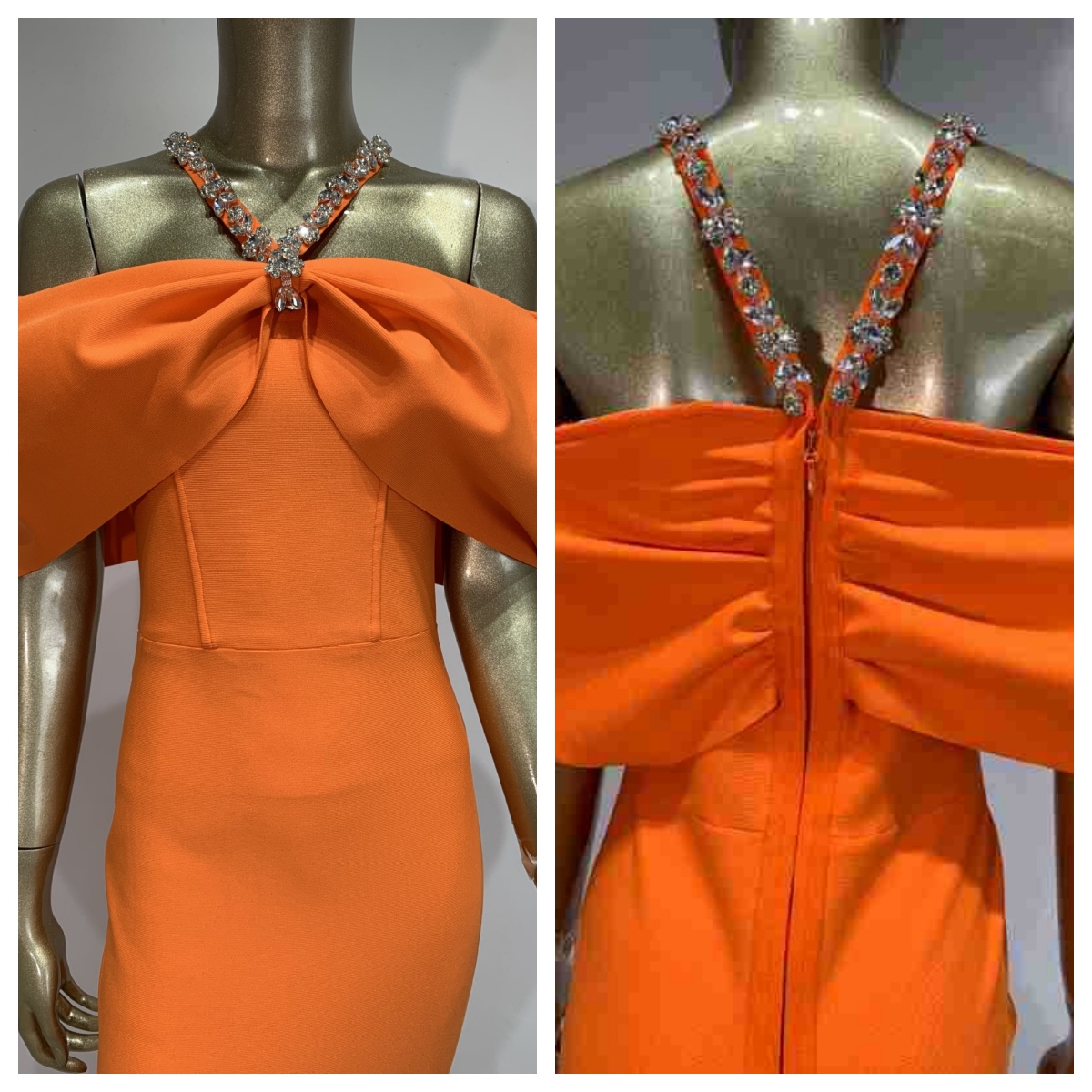 ชุดเดรสยาวแบบรัดรูปประดับเพชรพ - Maxi Dress Halter บทวิจารณ์และราคา