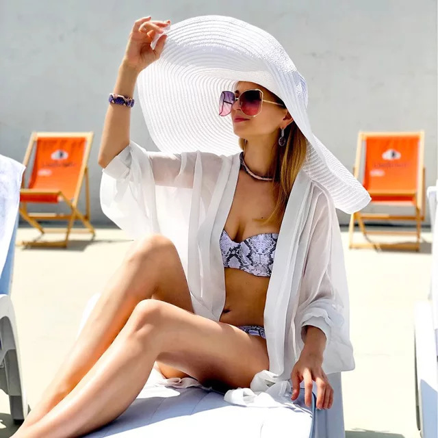 ชายหาดขนาดใหญ่หมวกฟางสําหรับผู - Hat Floppy Wide บทวิจารณ์และราคา