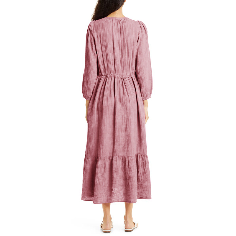 เดรสแขนยาวผ้าฝ้าย100% มัสลินสำ - Linen Dress Wrap บทวิจารณ์และราคา