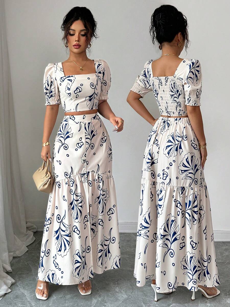 ชุดเซ็ตสองชิ้นสำหรับผู้หญิง ฤด - Romper Floral Print บทวิจารณ์และราคา