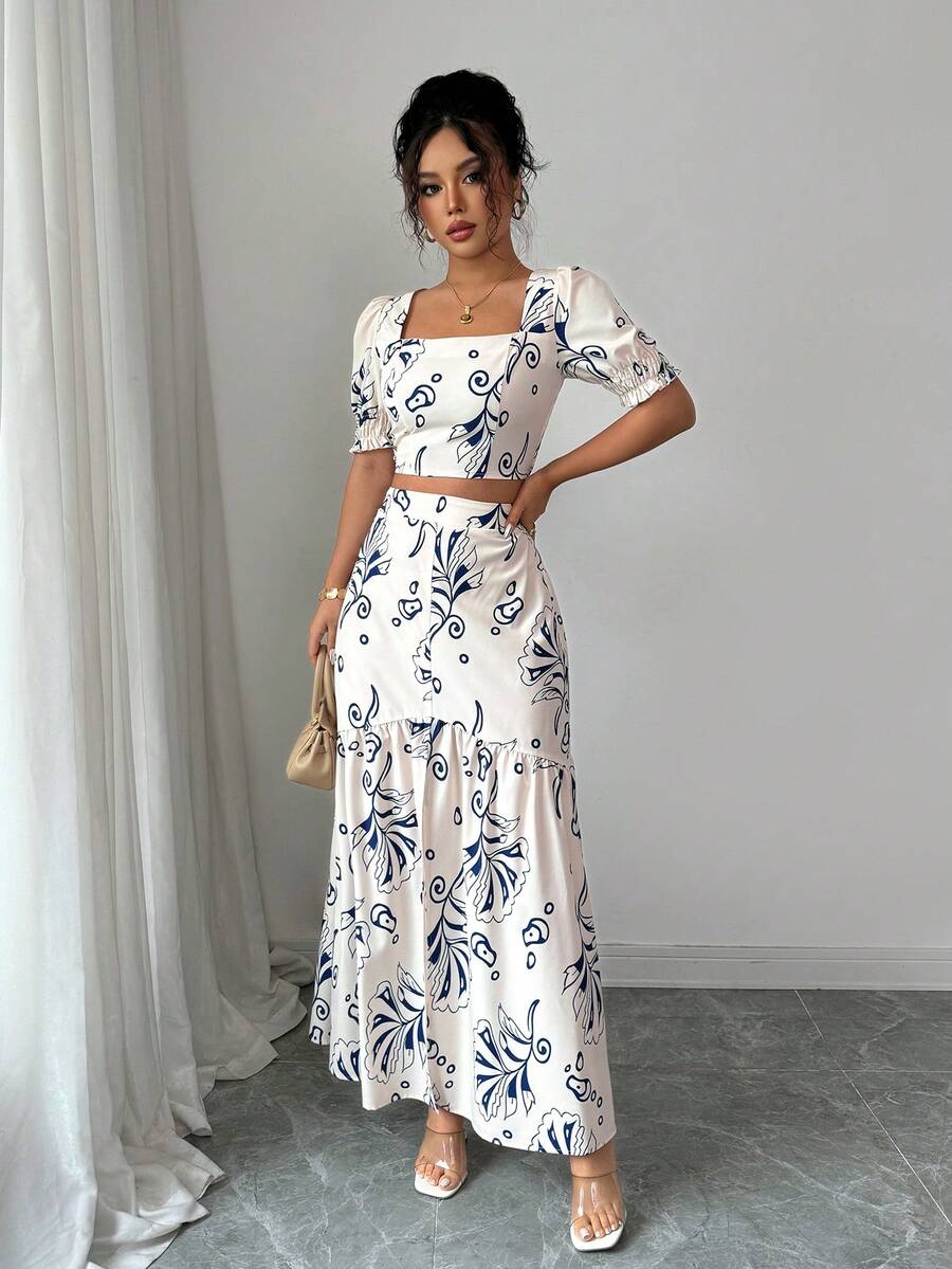 ชุดเซ็ตสองชิ้นสำหรับผู้หญิง ฤด - Romper Floral Print บทวิจารณ์และราคา