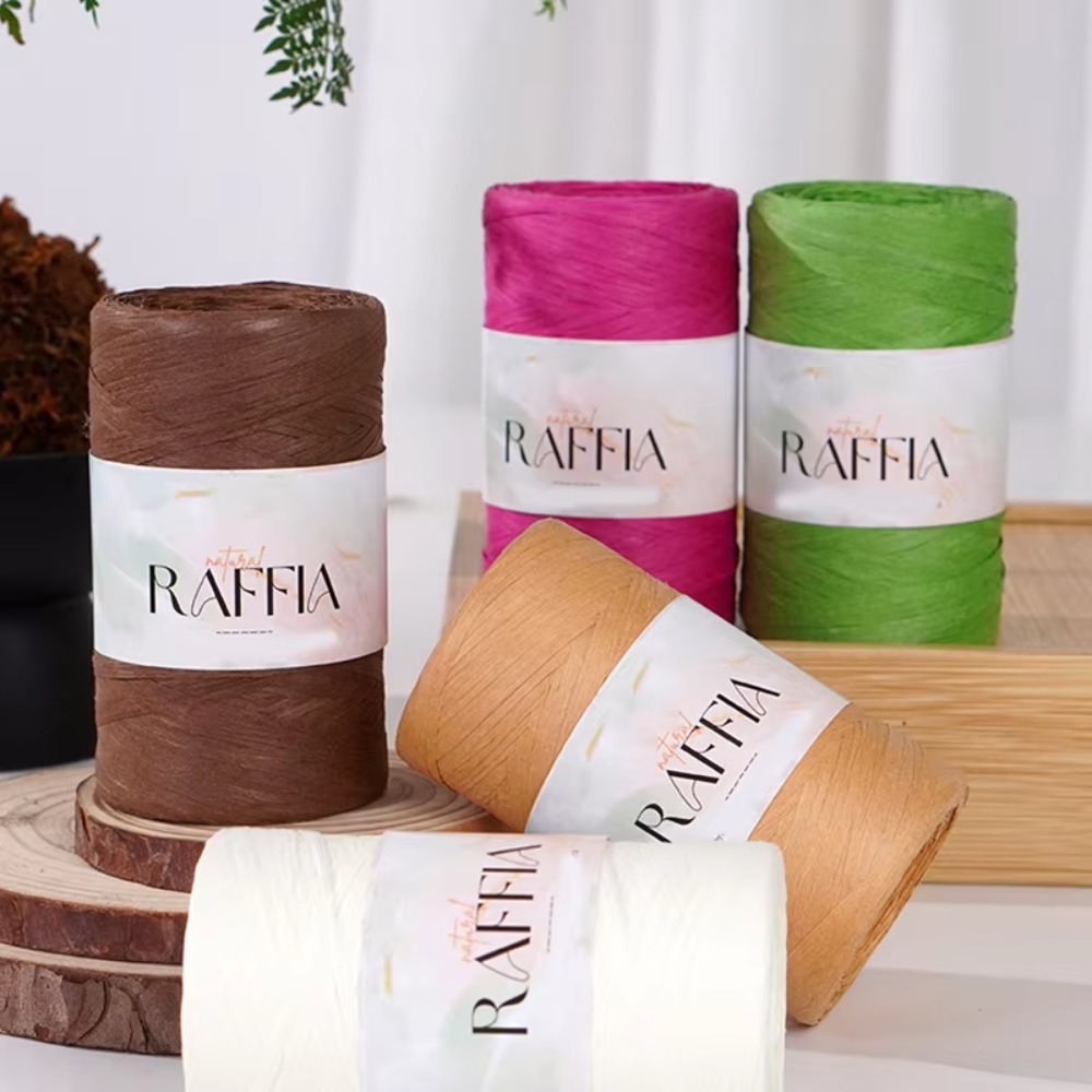 ไหมราฟเฟียหลากสี DIY ไหมถักมือ - Crochet Bag Raffia บทวิจารณ์และราคา
