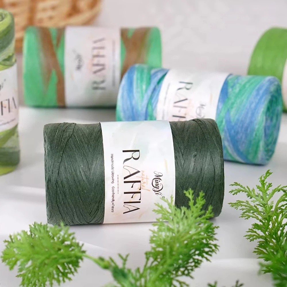 ไหมราฟเฟียหลากสี DIY ไหมถักมือ - Crochet Bag Raffia บทวิจารณ์และราคา