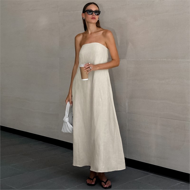 แฟชั่นElegant Simple Design St - Linen Dress Wrap บทวิจารณ์และราคา