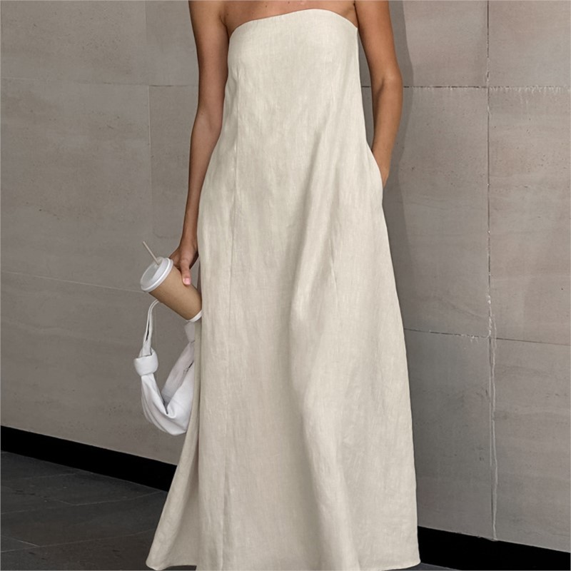 แฟชั่นElegant Simple Design St - Linen Dress Wrap บทวิจารณ์และราคา