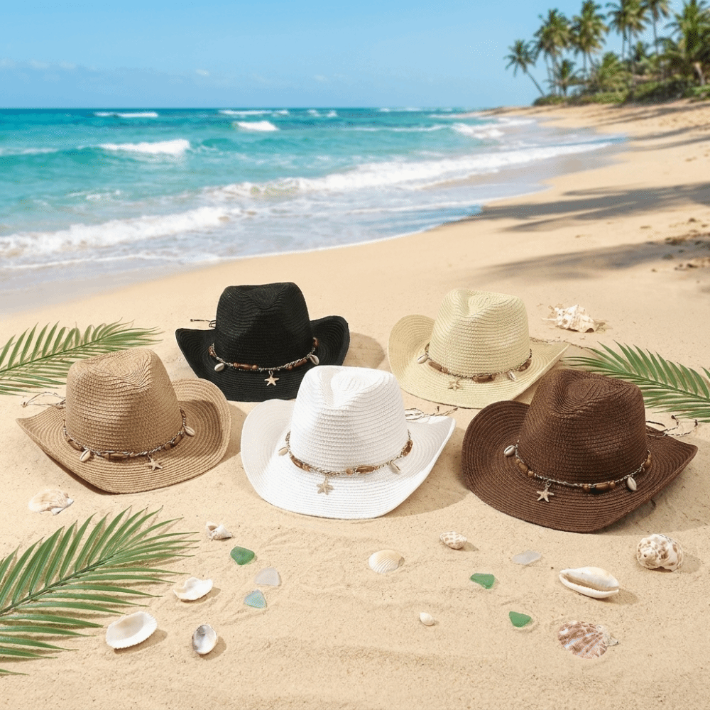 หมวกคาวบอยทรงตะวันตก ทำจากเส้น - Hat Floppy Wide บทวิจารณ์และราคา