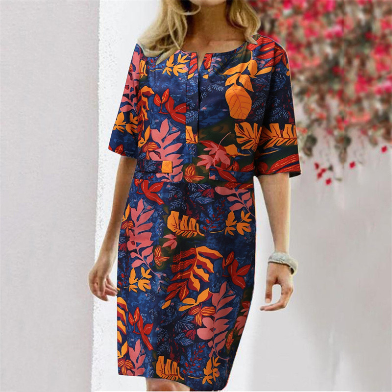 ชุดเดรสผ้าฝ้ายลินินพิมพ์ลายสำห - Linen Dress Wrap บทวิจารณ์และราคา