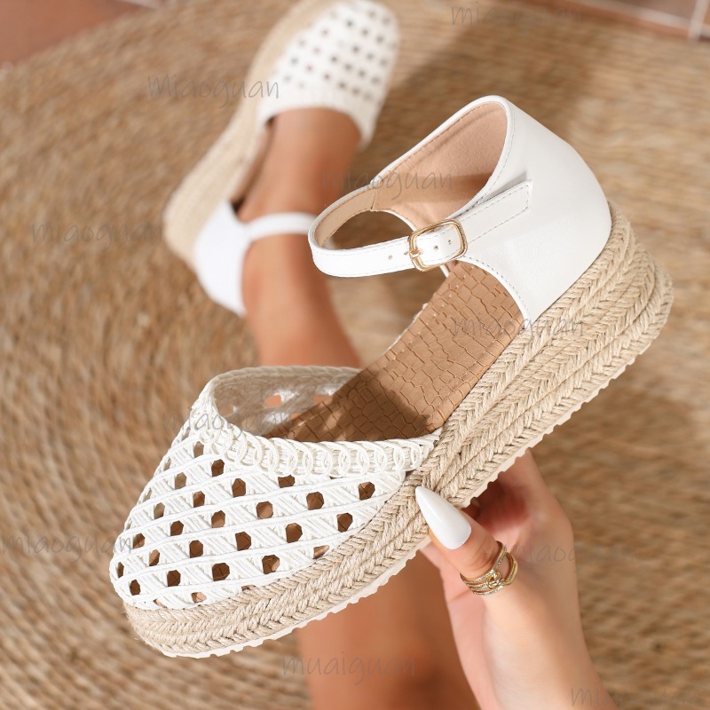 รองเท้าส้นเตารีดแบบสานสำหรับผู - Wedge Espadrille Women บทวิจารณ์และราคา