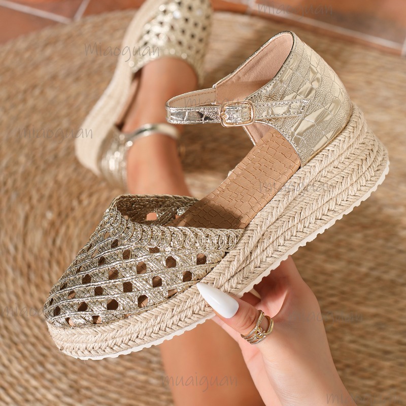 รองเท้าส้นเตารีดแบบสานสำหรับผู - Wedge Espadrille Women บทวิจารณ์และราคา