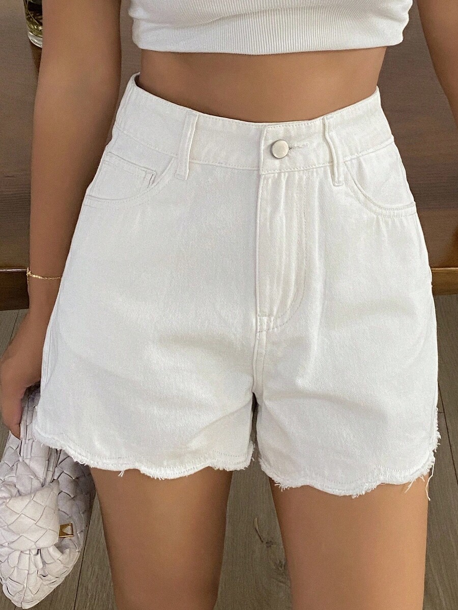 กางเกงยีนส์ขาสั้นลำลองสำหรับผู - Shorts Denim Frayed บทวิจารณ์และราคา