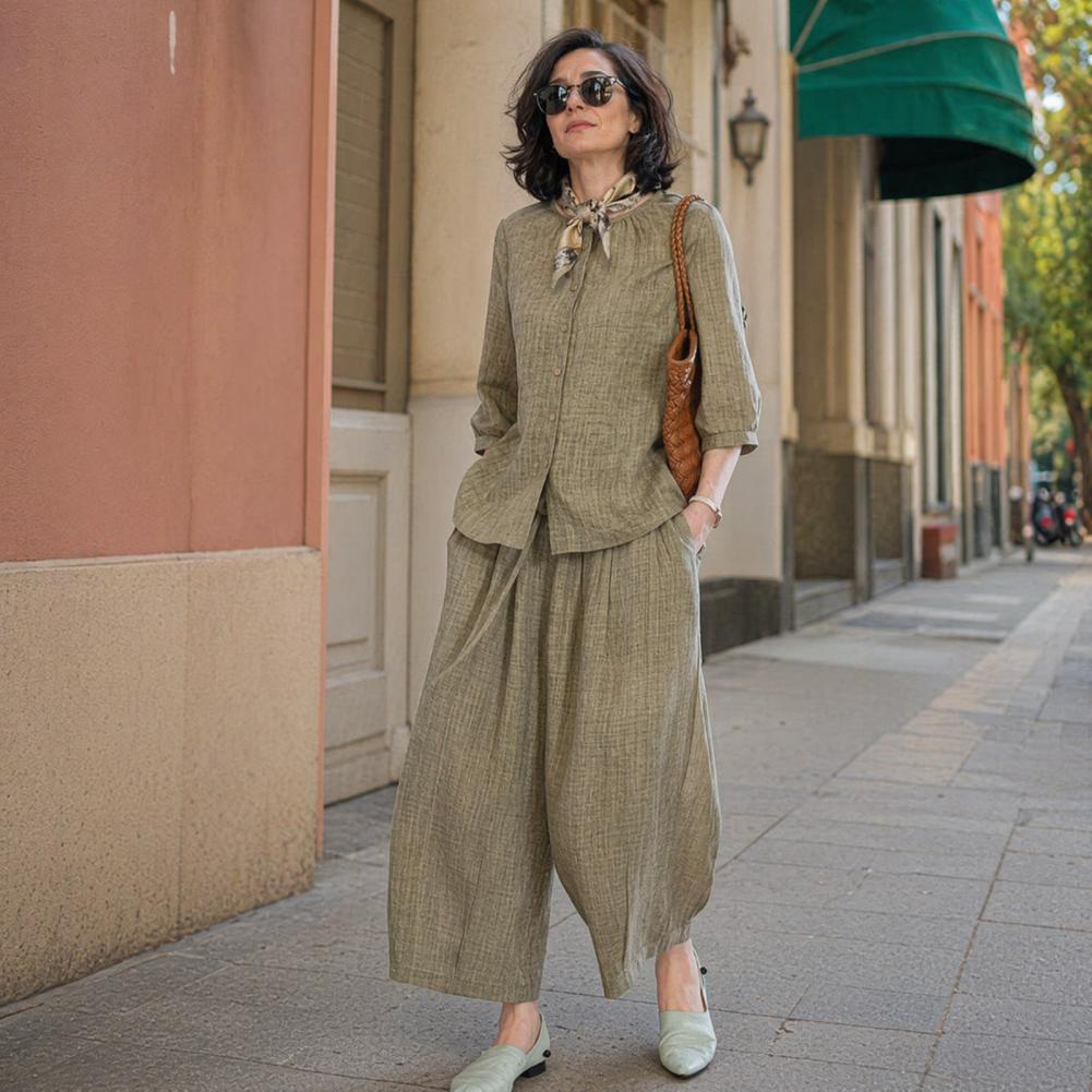 ชุดลำลองไซส์ใหญ่สำหรับผู้หญิง  - Linen Pant Wide บทวิจารณ์และราคา