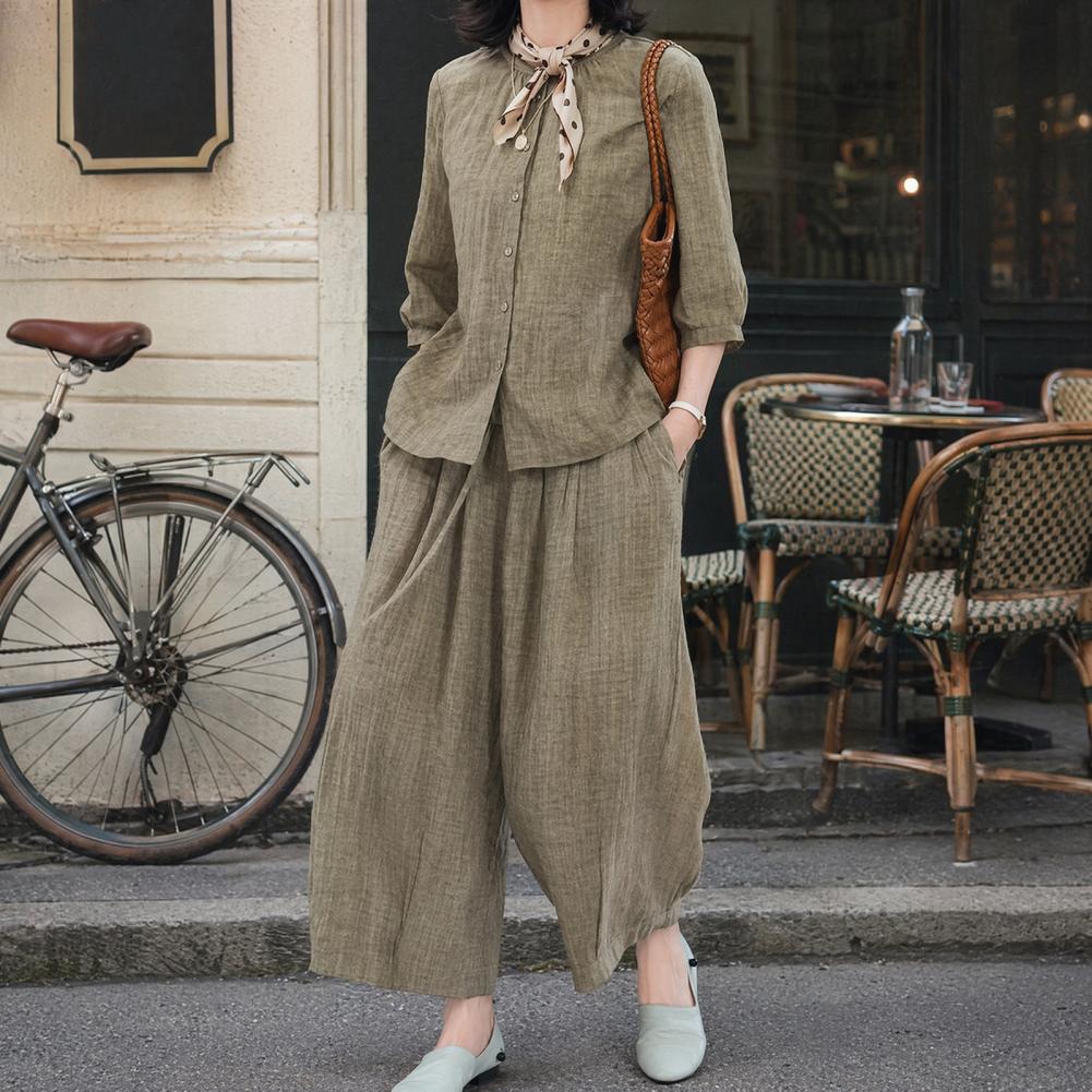 ชุดลำลองไซส์ใหญ่สำหรับผู้หญิง  - Linen Pant Wide บทวิจารณ์และราคา