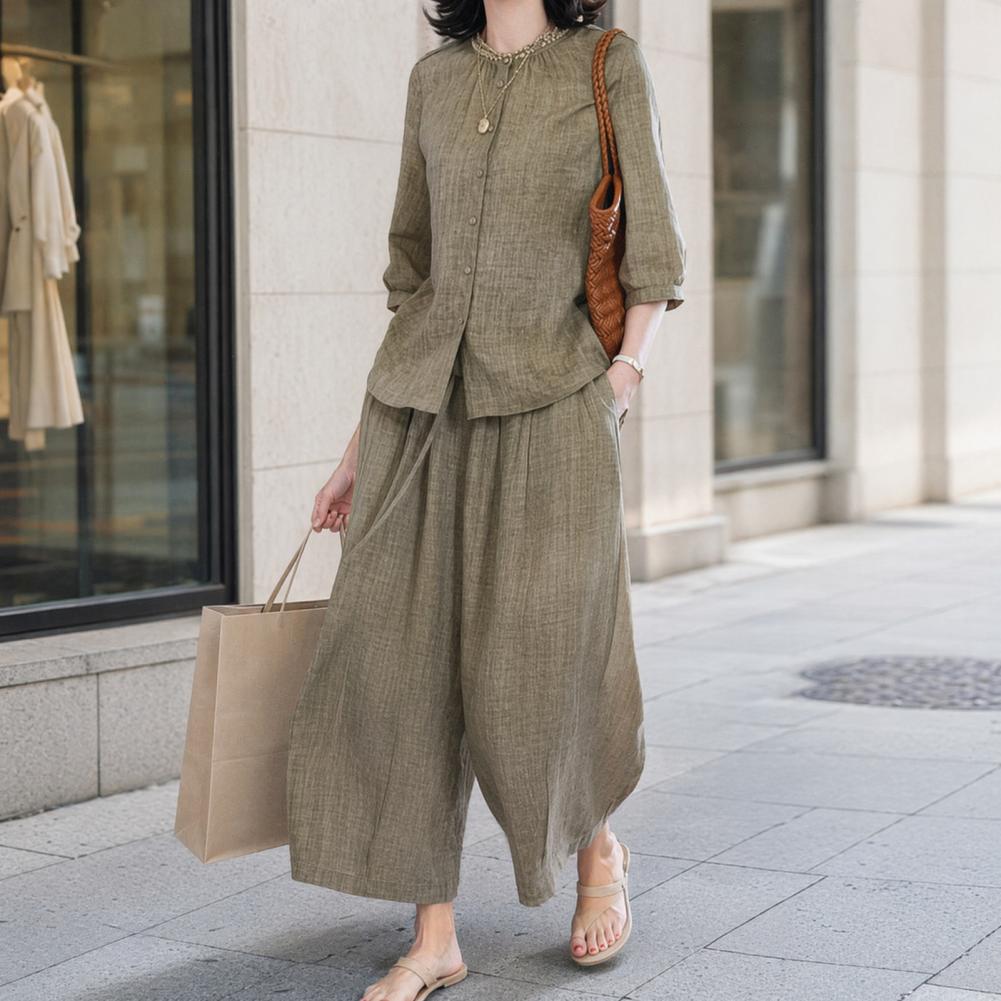 ชุดลำลองไซส์ใหญ่สำหรับผู้หญิง  - Linen Pant Wide บทวิจารณ์และราคา