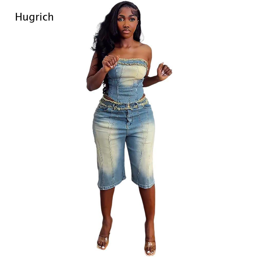 ชุดเสื้อครอปท็อปแบบสายเดี่ยวสำ - Shorts Denim Frayed บทวิจารณ์และราคา