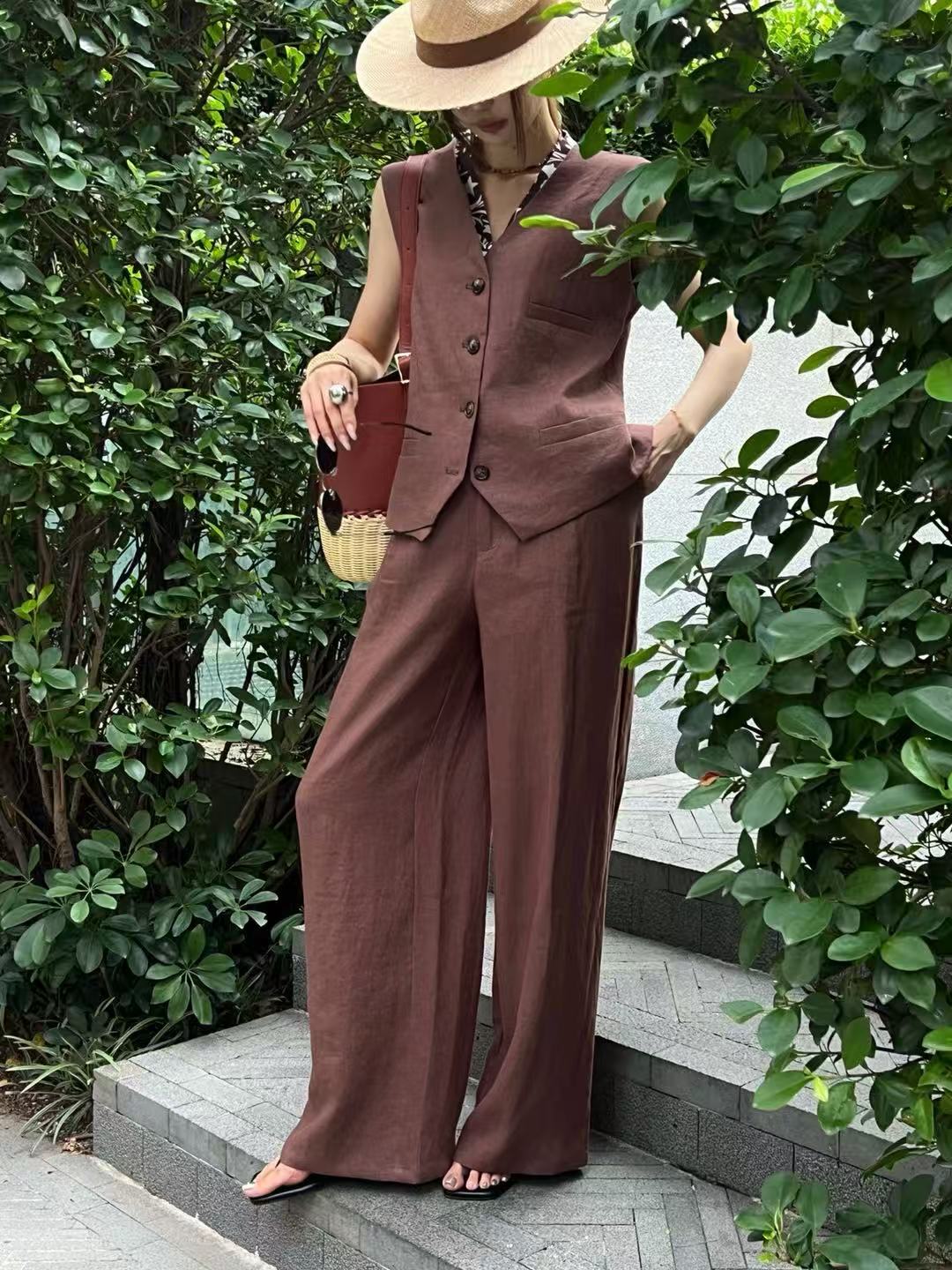 ชุดลำลองผ้าลินินสองชิ้นของคุณช - Linen Pant Wide บทวิจารณ์และราคา