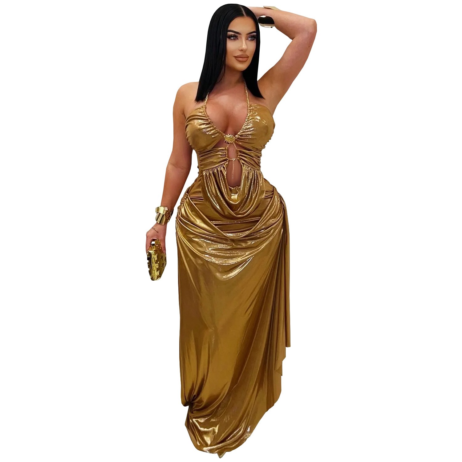 ชุดราตรีงานพรอมสำหรับแขกในงานแ - Maxi Dress Halter บทวิจารณ์และราคา