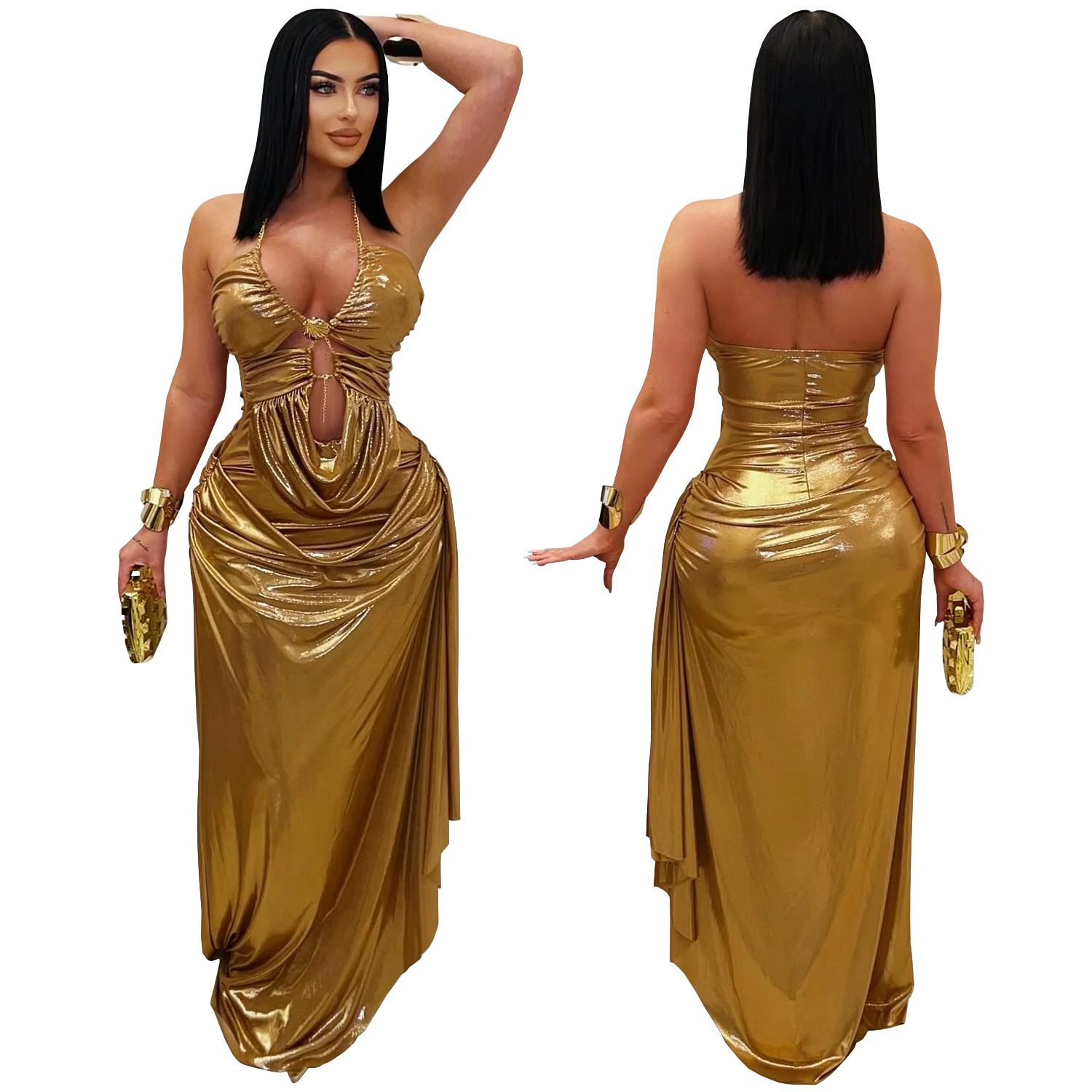 ชุดราตรีงานพรอมสำหรับแขกในงานแ - Maxi Dress Halter บทวิจารณ์และราคา