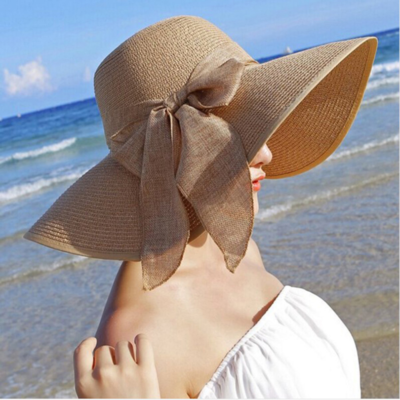 หมวกสานปีกกว้างประดับโบว์สำหรั - Hat Floppy Wide บทวิจารณ์และราคา