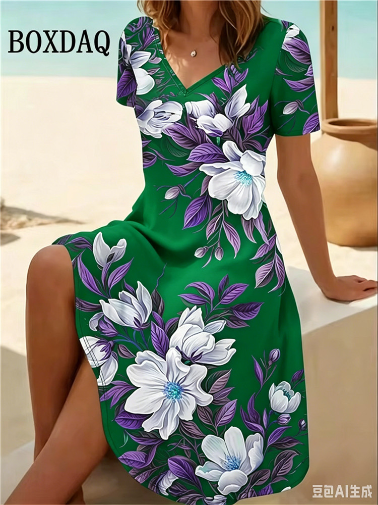 6XL พลัสไซส์ชุดเดรสผู้หญิงฤดูร - Romper Floral Print บทวิจารณ์และราคา