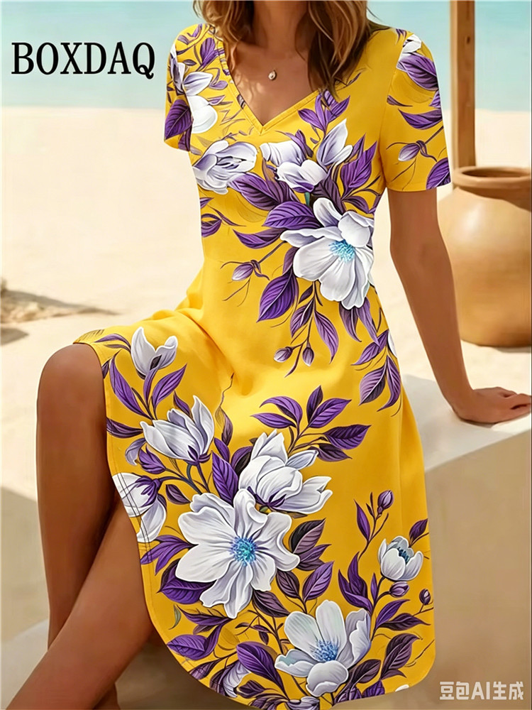 6XL พลัสไซส์ชุดเดรสผู้หญิงฤดูร - Romper Floral Print บทวิจารณ์และราคา