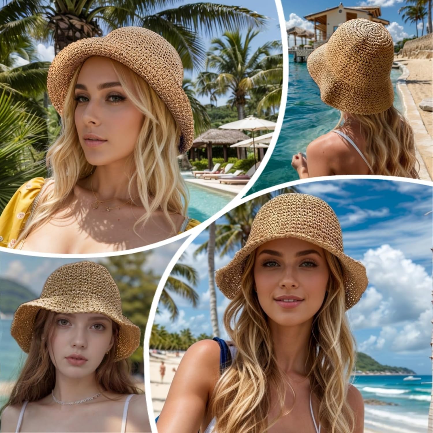 หมวกฟางปีกกว้างพับได้สำหรับผู้ - Hat Floppy Wide บทวิจารณ์และราคา