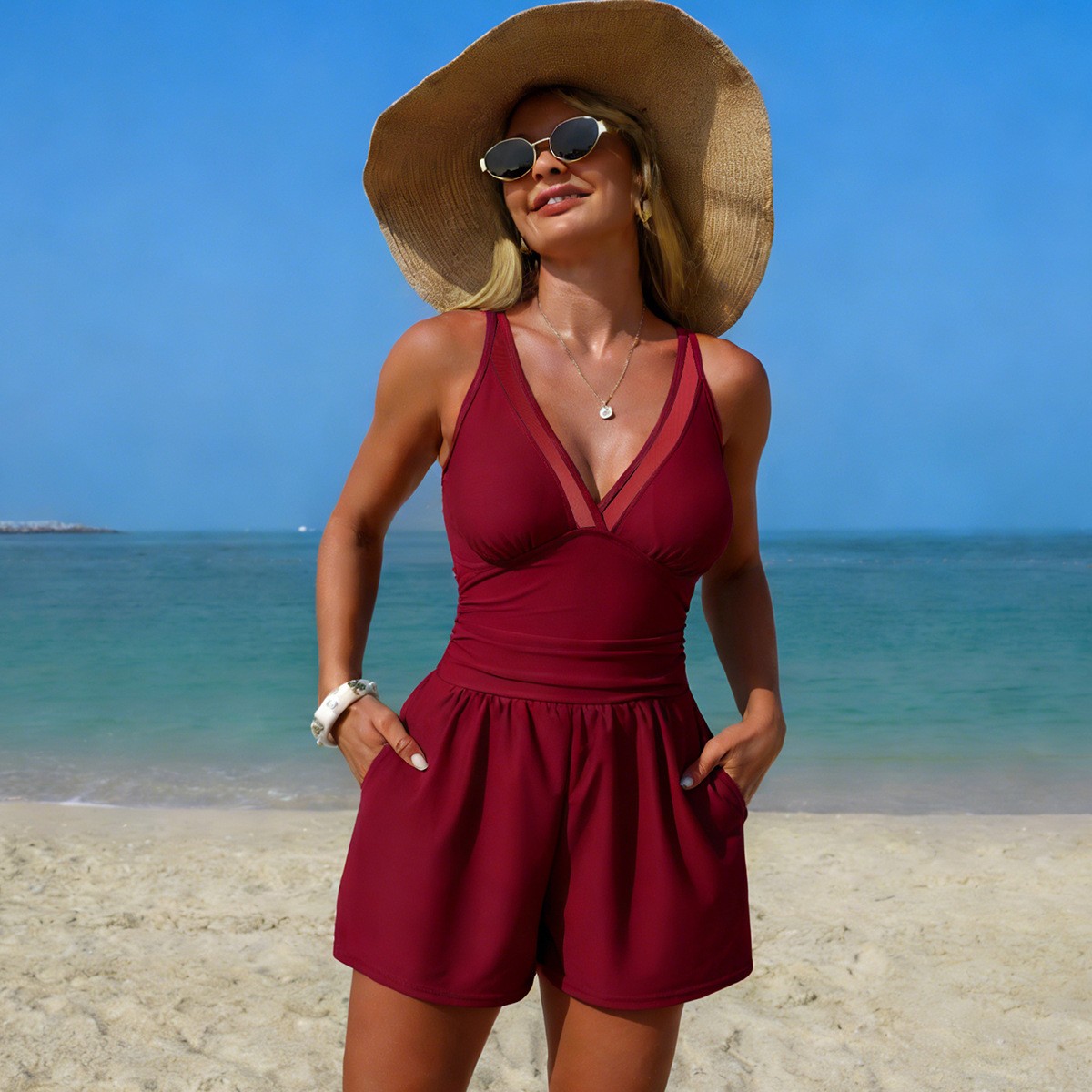 ชุดว่ายน้ำสีดำล้วนแบบไม่มีแขน  - Swimsuit Bikini Ruched บทวิจารณ์และราคา
