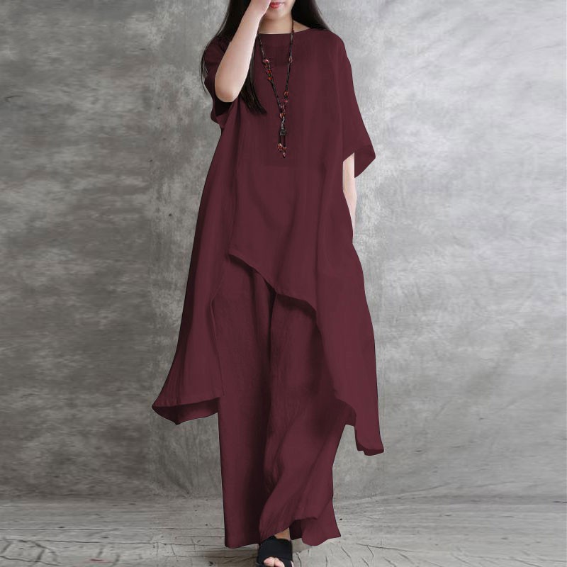 ชุด2ชิ้นสำหรับผู้หญิงชุดออกกำล - Linen Pant Wide บทวิจารณ์และราคา