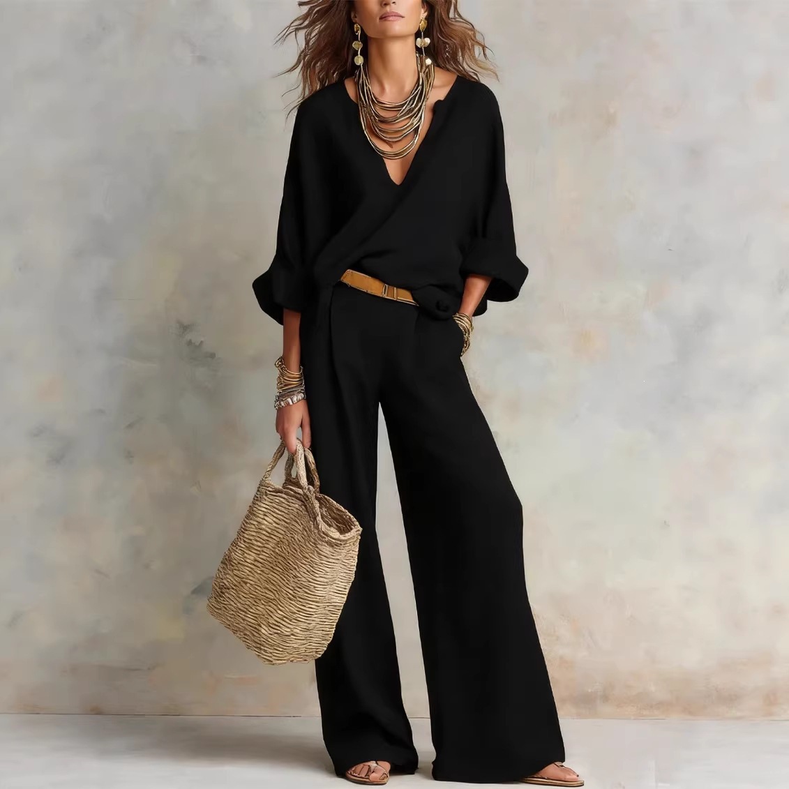 ชุดลำลองสไตล์วินเทจสำหรับผู้หญ - Linen Pant Wide บทวิจารณ์และราคา