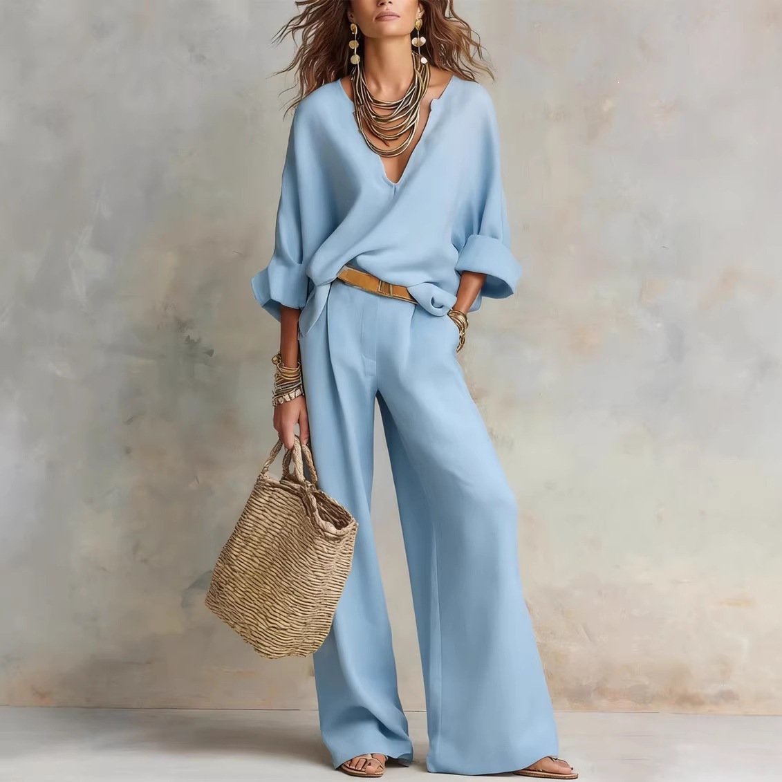 ชุดลำลองสไตล์วินเทจสำหรับผู้หญ - Linen Pant Wide บทวิจารณ์และราคา