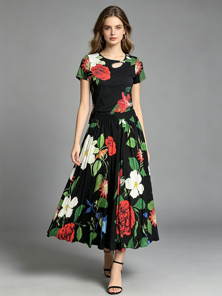 ชุดเซ็ตแฟชั่นผู้หญิงสไตล์เรโทร - Romper Floral Print บทวิจารณ์และราคา