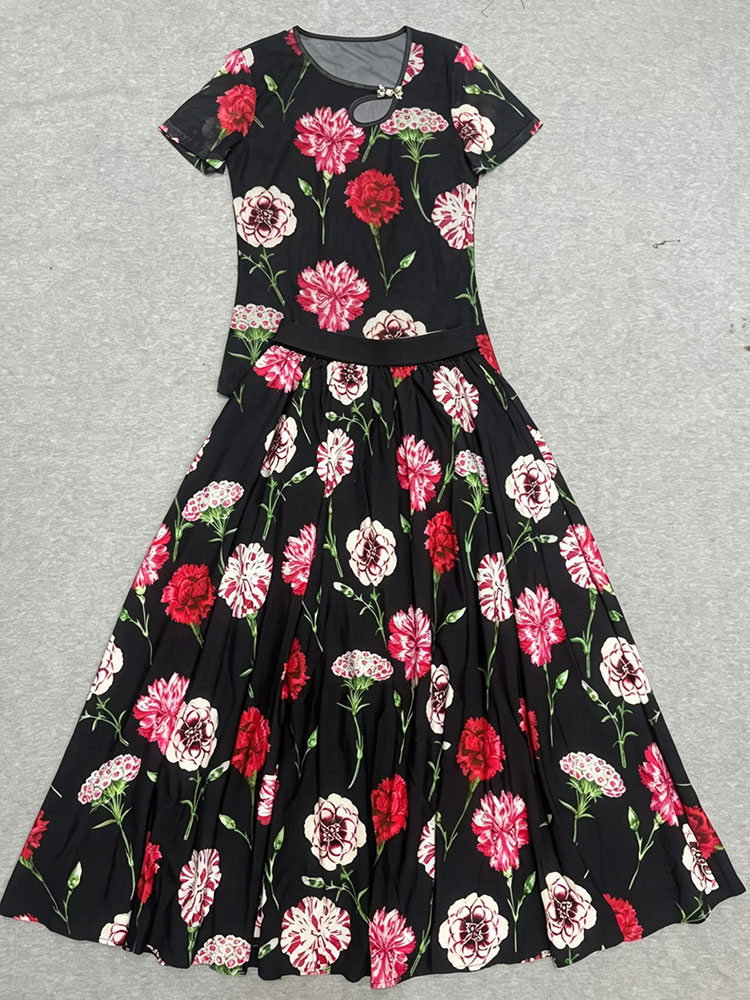 ชุดเซ็ตแฟชั่นผู้หญิงสไตล์เรโทร - Romper Floral Print บทวิจารณ์และราคา
