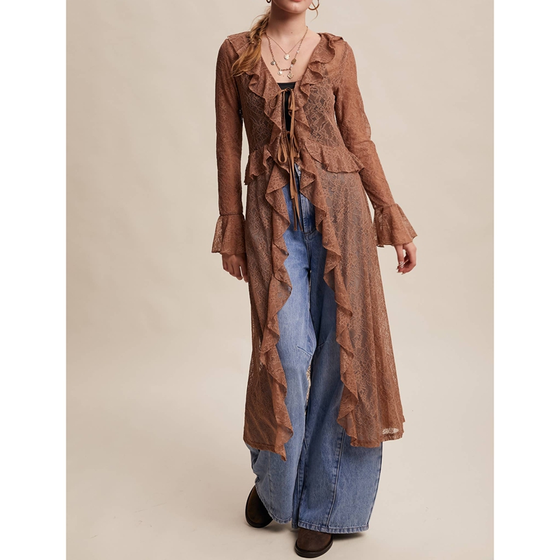 เสื้อคลุมยาวผ้าลูกไม้ลายดอกไม้ - Kimono Sheer Floral บทวิจารณ์และราคา