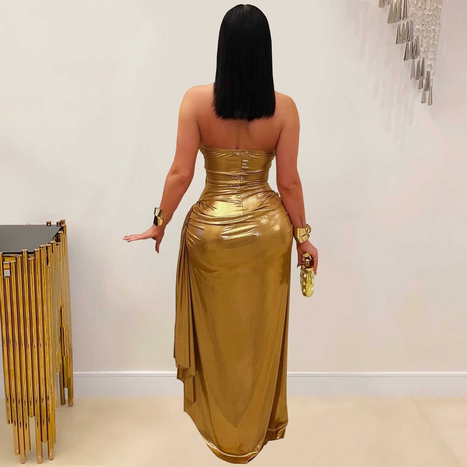 ชุดเดรสสำหรับแขกงานแต่งงาน ชุด - Maxi Dress Halter บทวิจารณ์และราคา