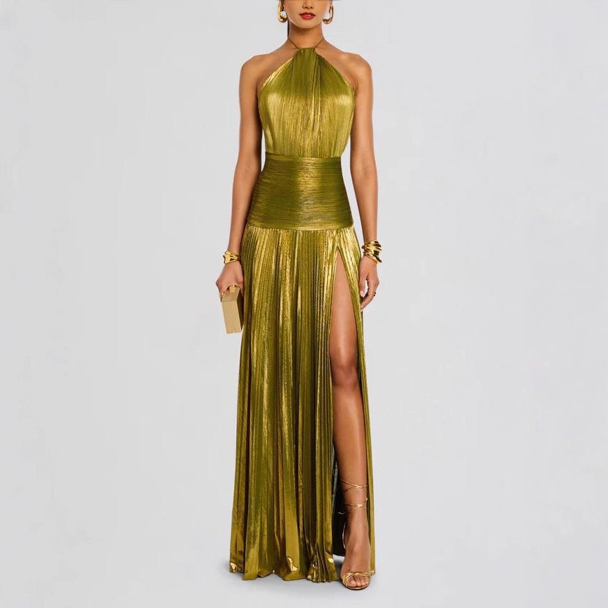 ชุดเดรสออกงานหรูหรา แขนกุด ยาว - Maxi Dress Halter บทวิจารณ์และราคา