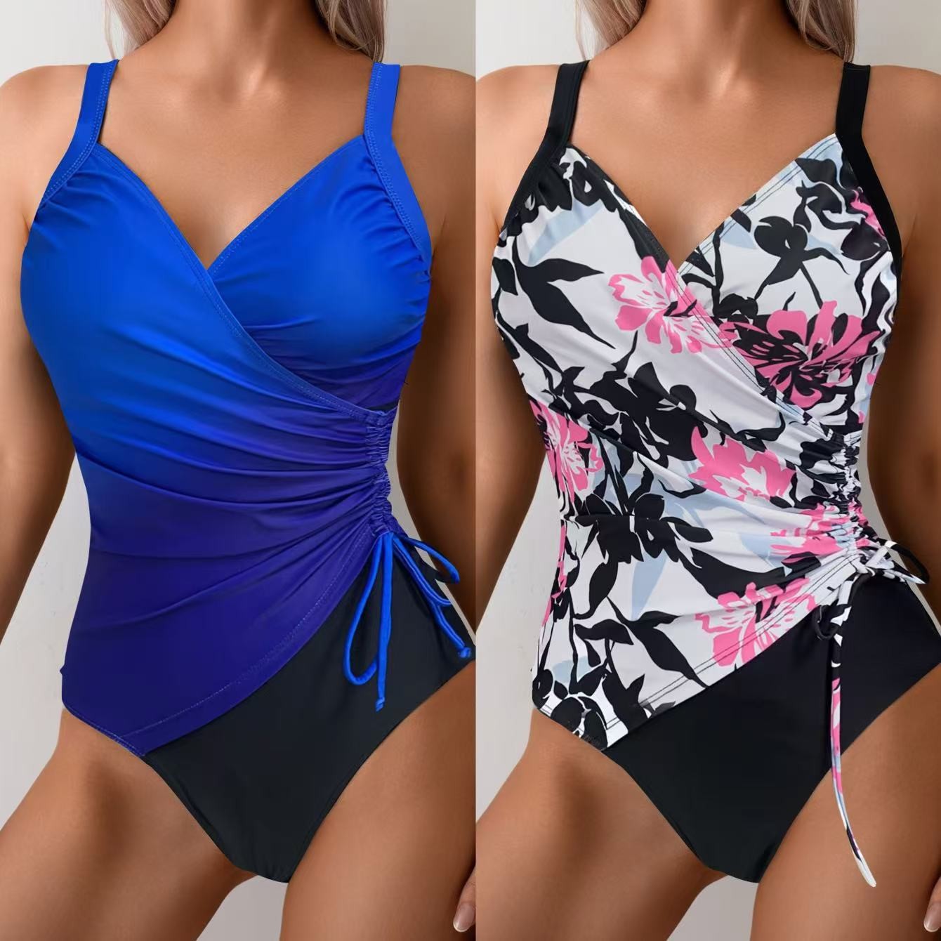 ชุดว่ายน้ำทังกินี่ผู้หญิง ควบค - Swimsuit Bikini Ruched บทวิจารณ์และราคา